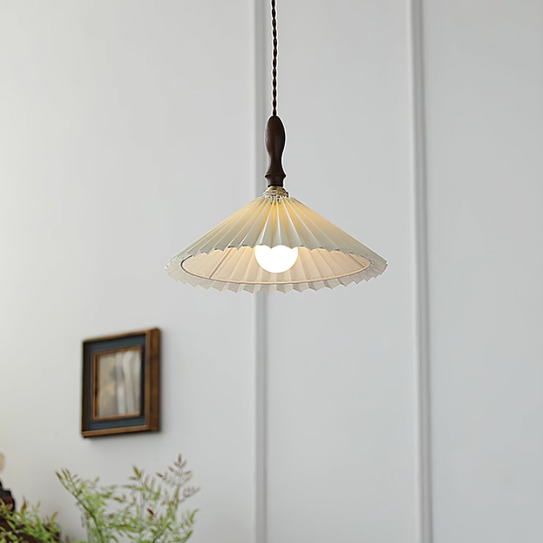 Eldora Lampe Pendante Bois à Brancher Plissé - Neutralighting