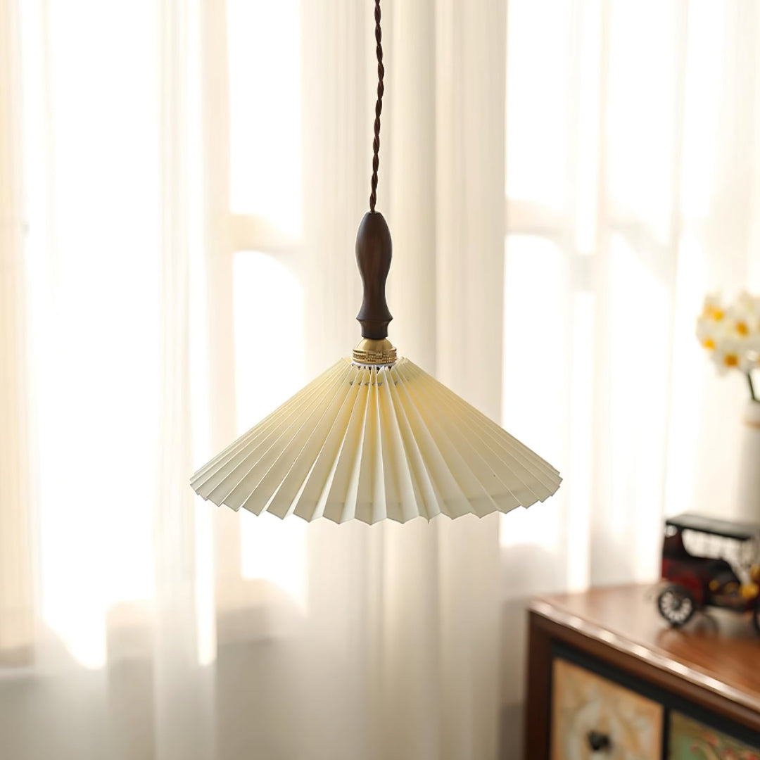 Eldora Lampe Pendante Bois à Brancher Plissé - Neutralighting