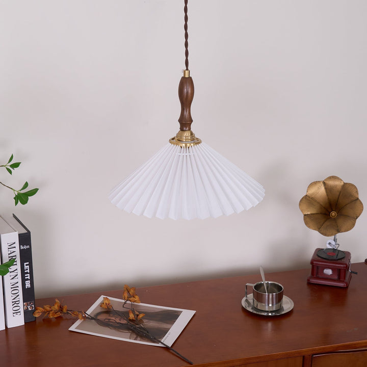 Eldora Lampe Pendante Bois à Brancher Plissé - Neutralighting