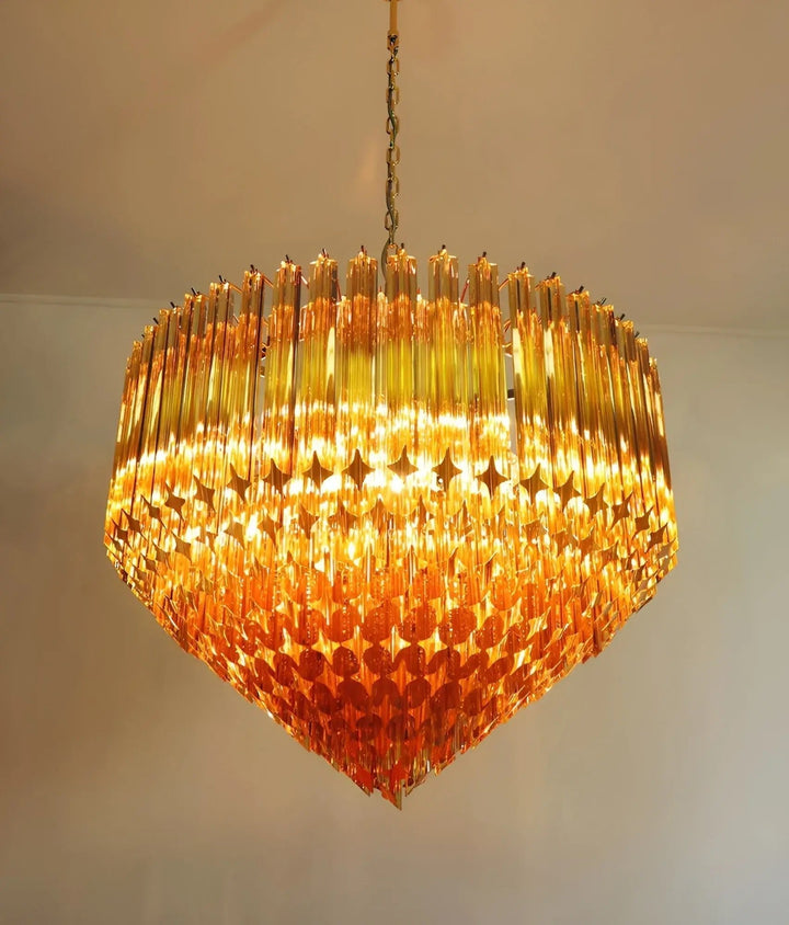Aurora Lustre Ambre Murano Verre Prisme Grand Art - Neutralighting