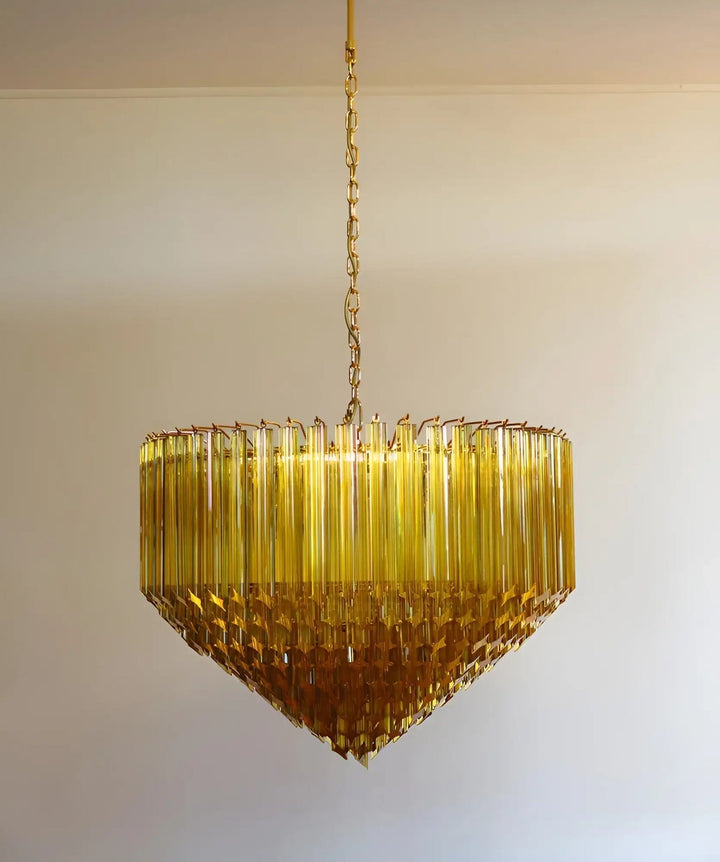 Aurora Lustre Ambre Murano Verre Prisme Grand Art - Neutralighting