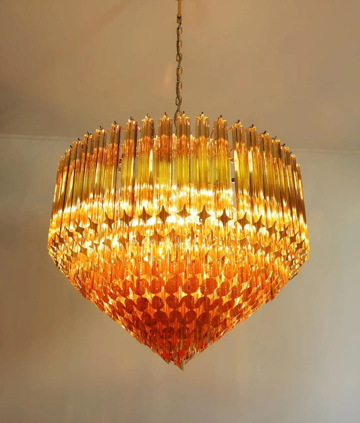 Aurora Lustre Ambre Murano Verre Prisme Grand Art - Neutralighting