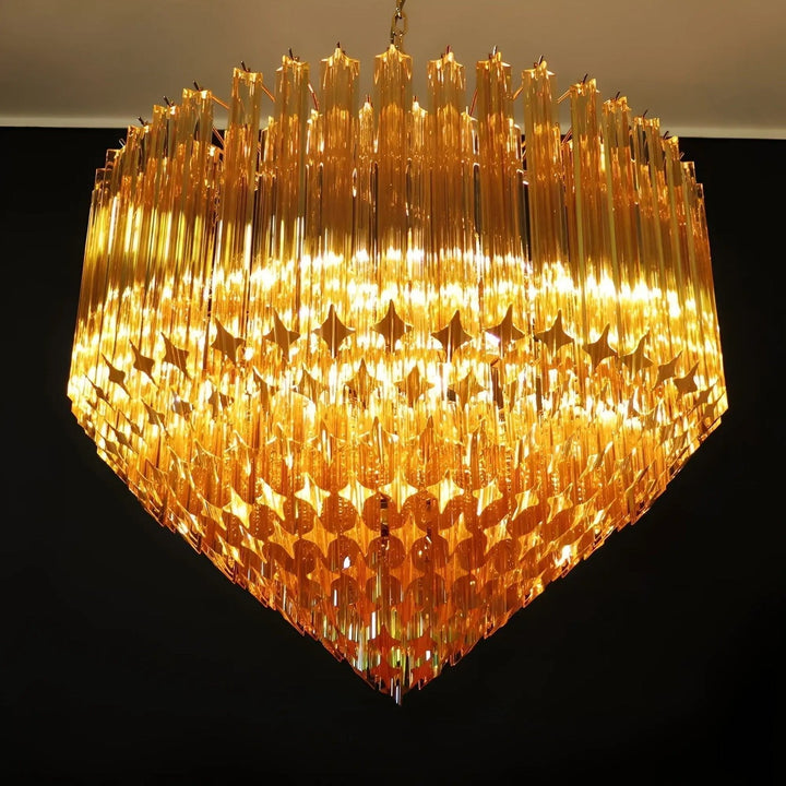 Aurora Lustre Ambre Murano Verre Prisme Grand Art - Neutralighting