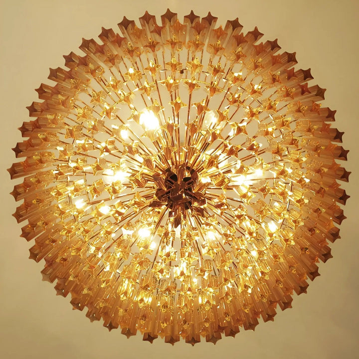 Aurora Lustre Ambre Murano Verre Prisme Grand Art - Neutralighting