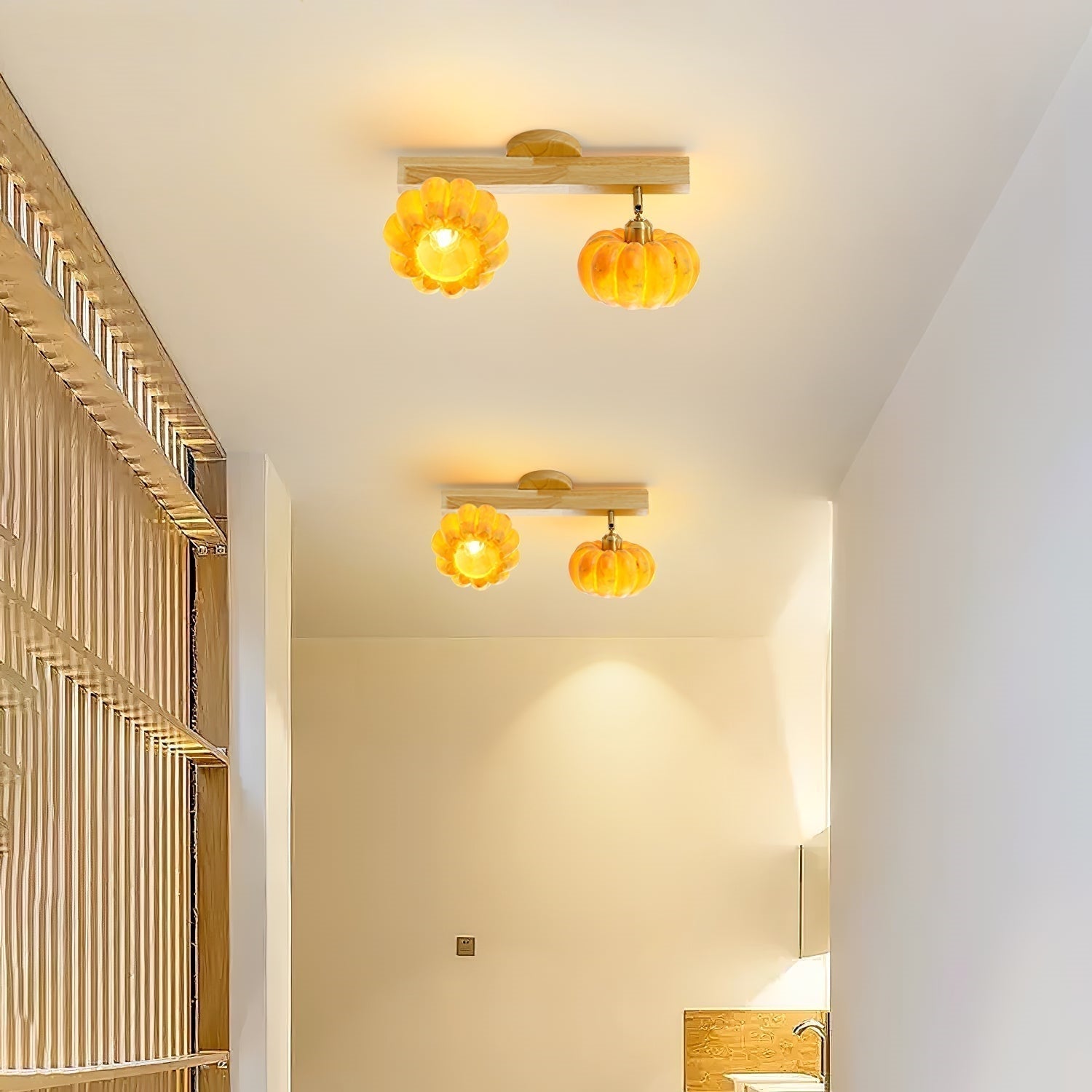 Muto Plafonnier Moderne Bois Résine Chambre à Coucher Couloir - Neutralighting