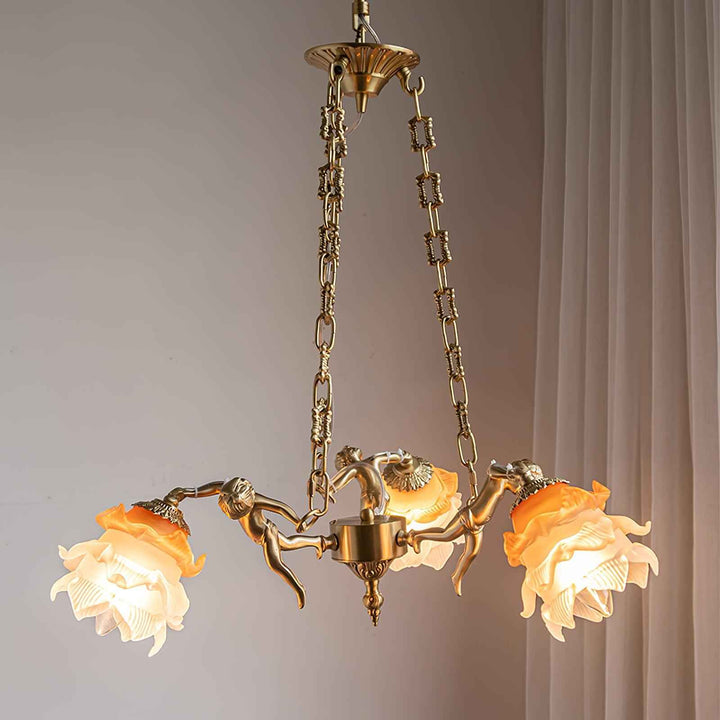 Lustra Lustre Laiton Suspension Florale Vintage - Neutralighting