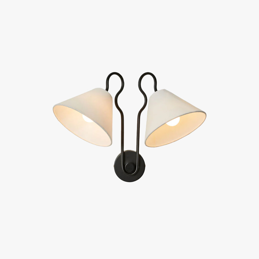 Walter Applique Murale Double avec Abat-Jours Coniques Blancs en Tissu - Neutralighting