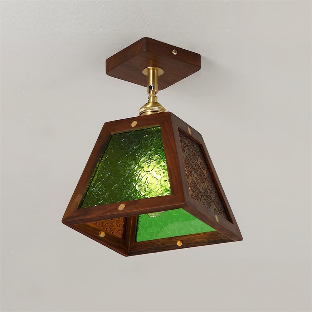 Radia Plafonnier Bois Verre Vintage - Neutralighting