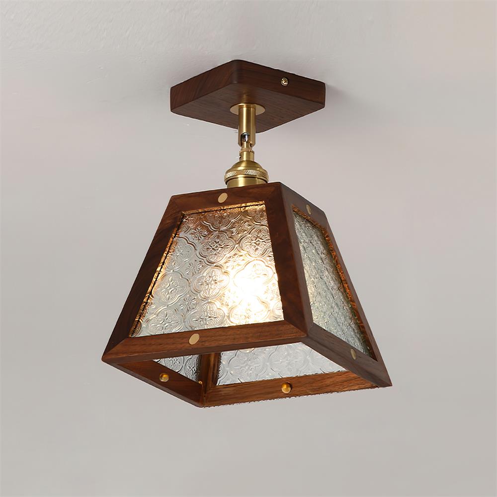 Radia Plafonnier Bois Verre Vintage - Neutralighting