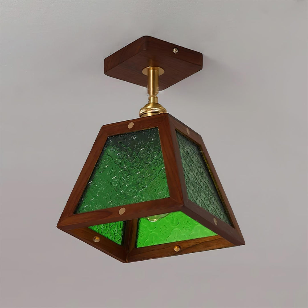 Radia Plafonnier Bois Verre Vintage - Neutralighting