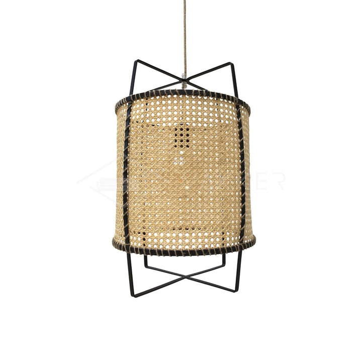 Solara PeSuspension Cadre en Rotin Canné Industriel - Neutralighting