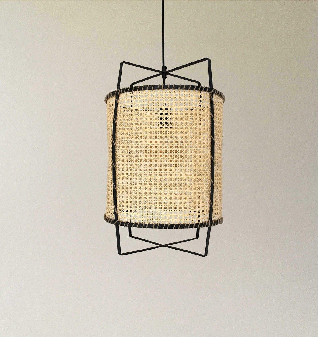 Solara PeSuspension Cadre en Rotin Canné Industriel - Neutralighting