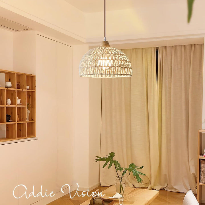 Calyran Lampe Pendante en Rotin et Bois - Neutralighting