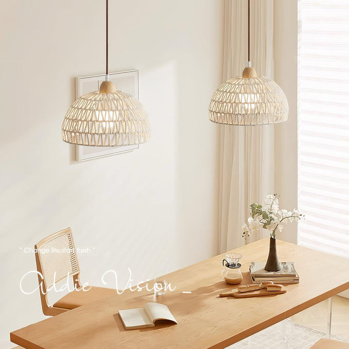 Calyran Lampe Pendante en Rotin et Bois - Neutralighting