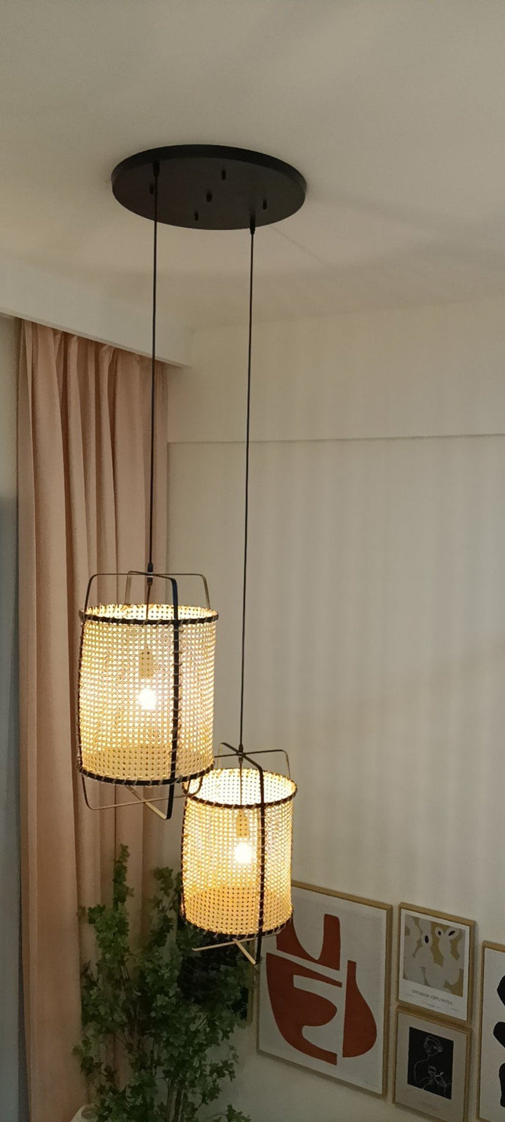 Solara PeSuspension Cadre en Rotin Canné Industriel - Neutralighting