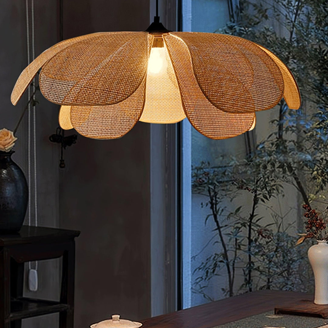 Petaral Suspension Lampe Rétro en Rattan - Neutralighting