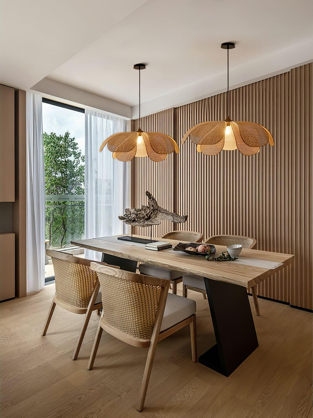 Petaral Suspension Lampe Rétro en Rattan - Neutralighting