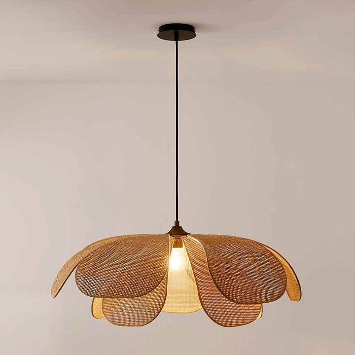 Petaral Suspension Lampe Rétro en Rattan - Neutralighting