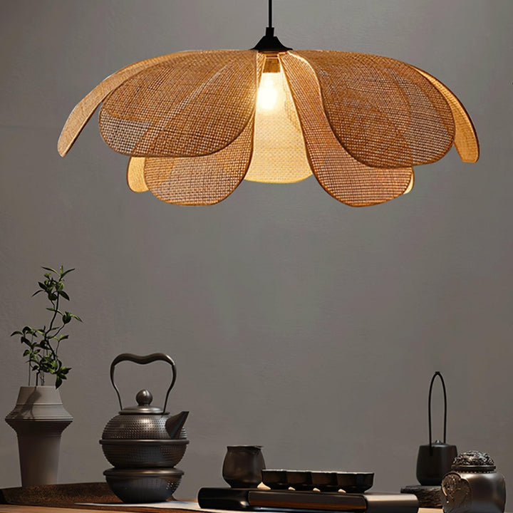 Petaral Suspension Lampe Rétro en Rattan - Neutralighting