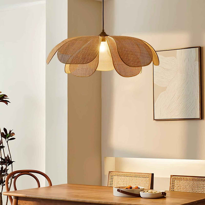 Petaral Suspension Lampe Rétro en Rattan - Neutralighting