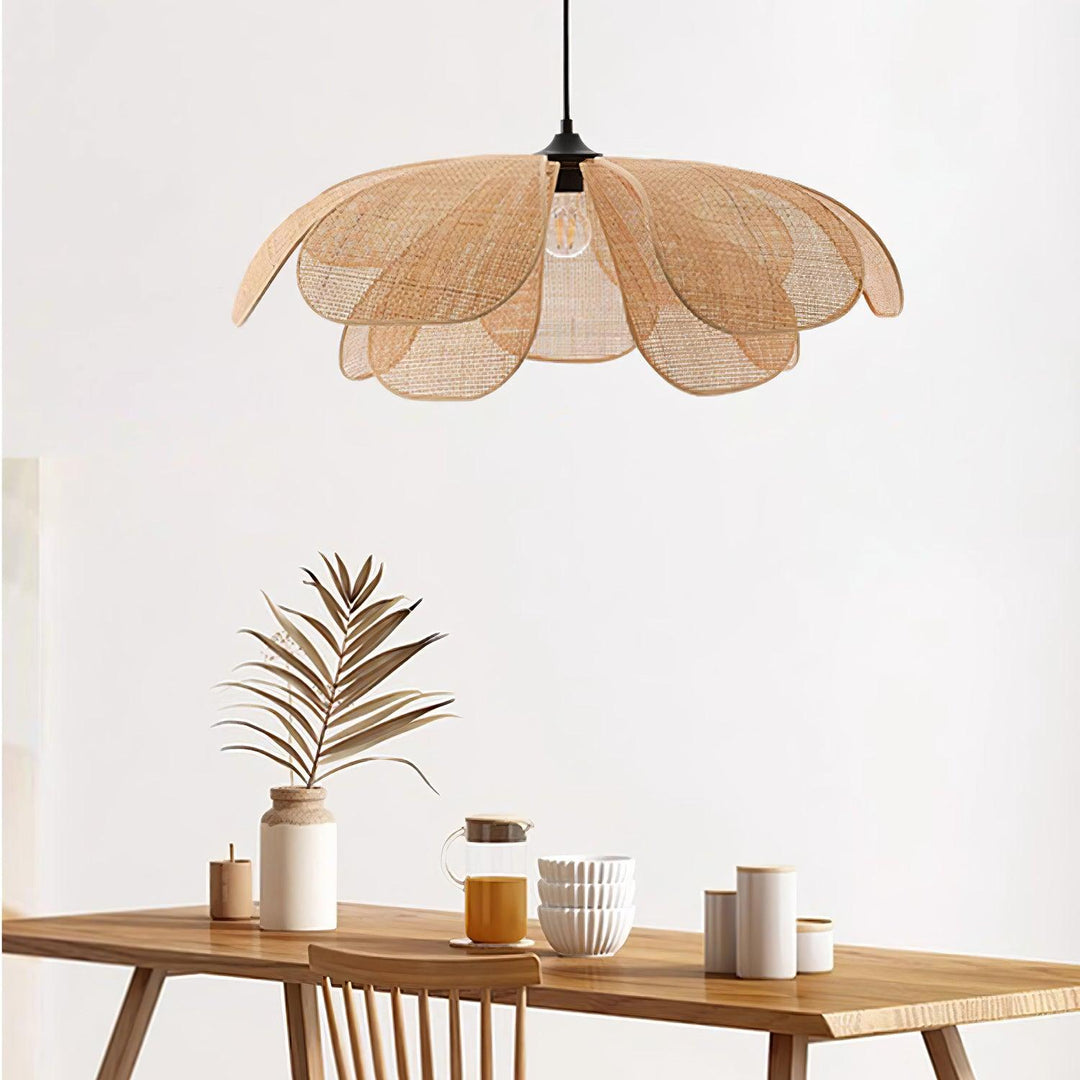 Petaral Suspension Lampe Rétro en Rattan - Neutralighting