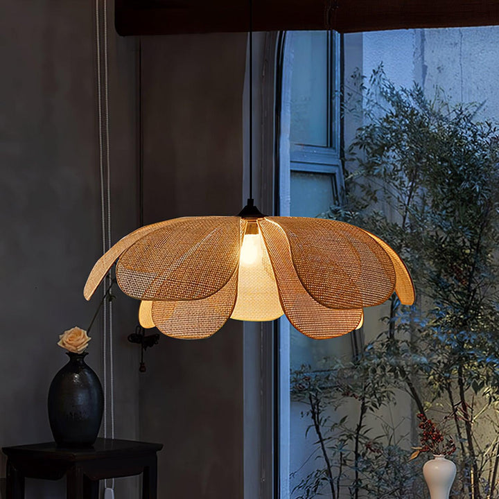 Petaral Suspension Lampe Rétro en Rattan - Neutralighting