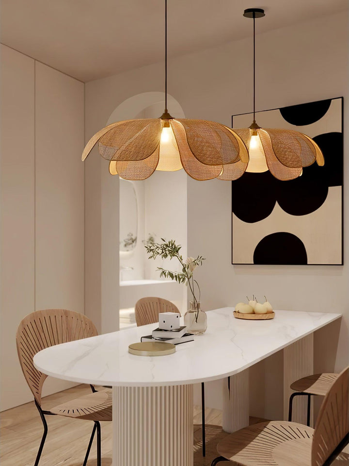 Petaral Suspension Lampe Rétro en Rattan - Neutralighting
