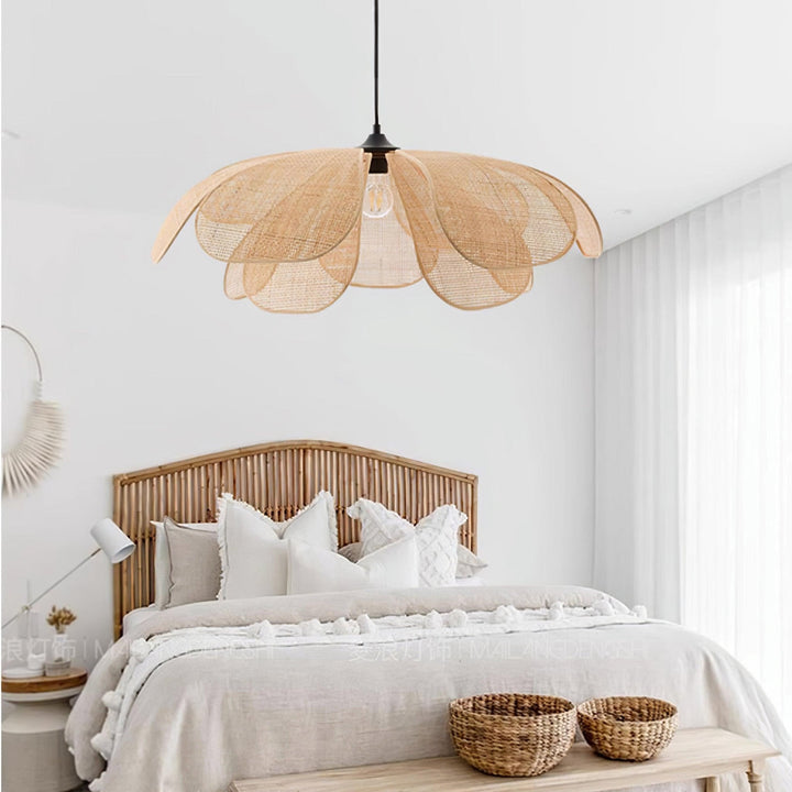 Petaral Suspension Lampe Rétro en Rattan - Neutralighting