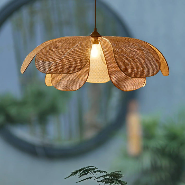 Petaral Suspension Lampe Rétro en Rattan - Neutralighting