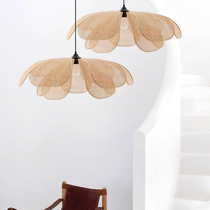 Petaral Suspension Lampe Rétro en Rattan - Neutralighting