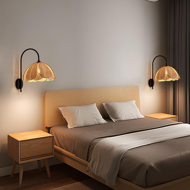 Edria Lustra Applique Murale Rattan Forme Pétale Élégante - Neutralighting