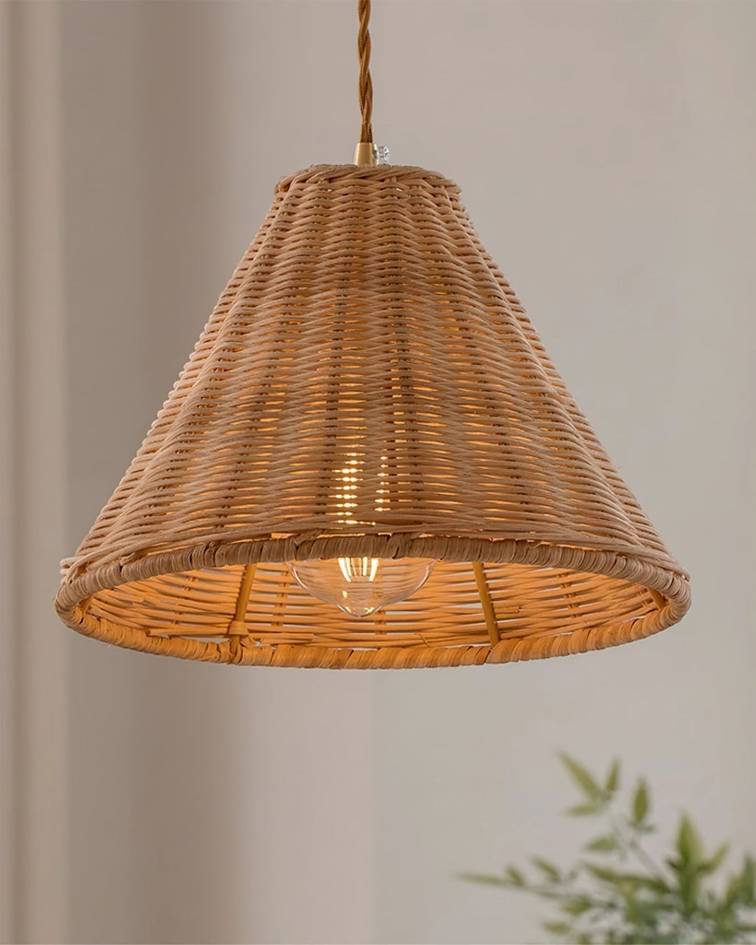 Suspension Rotin Ombre Corps Cône Forme Naturel Minimaliste - Neutralighting