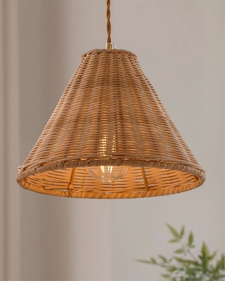 Suspension Rotin Ombre Corps Cône Forme Naturel Minimaliste - Neutralighting