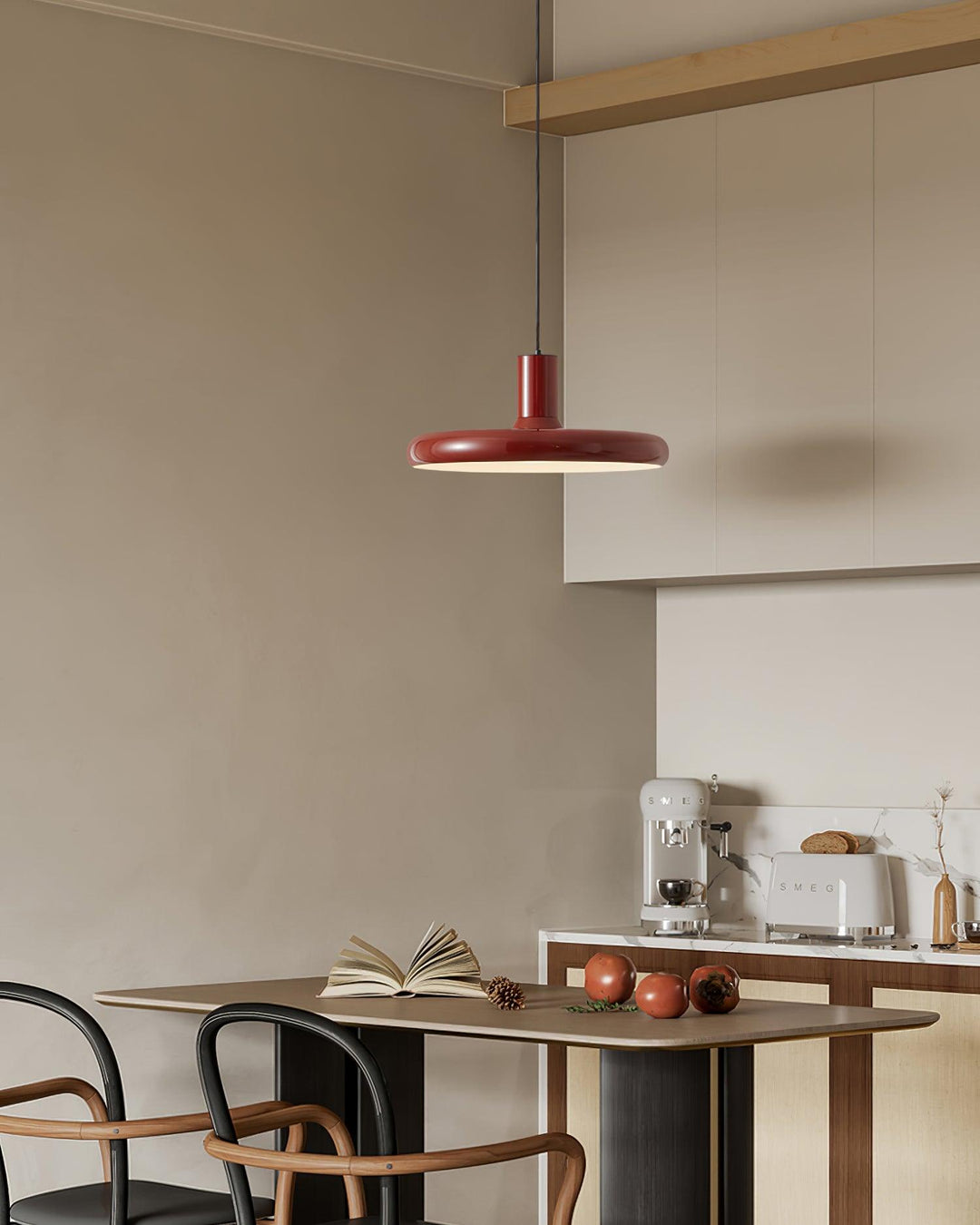 Frisbee Lampe Pendante Aluminium Rouge Industriel - Neutralighting