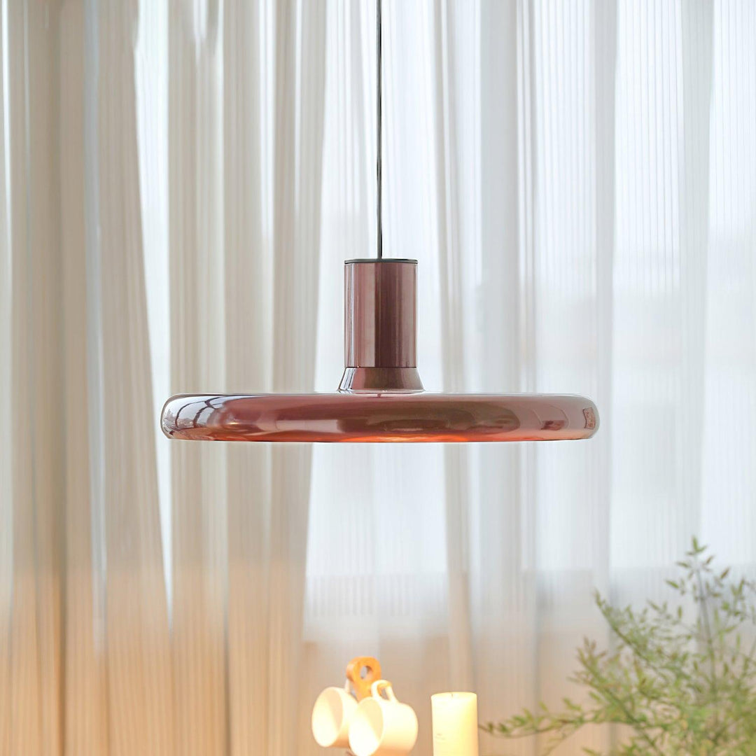 Frisbee Lampe Pendante Aluminium Rouge Industriel - Neutralighting
