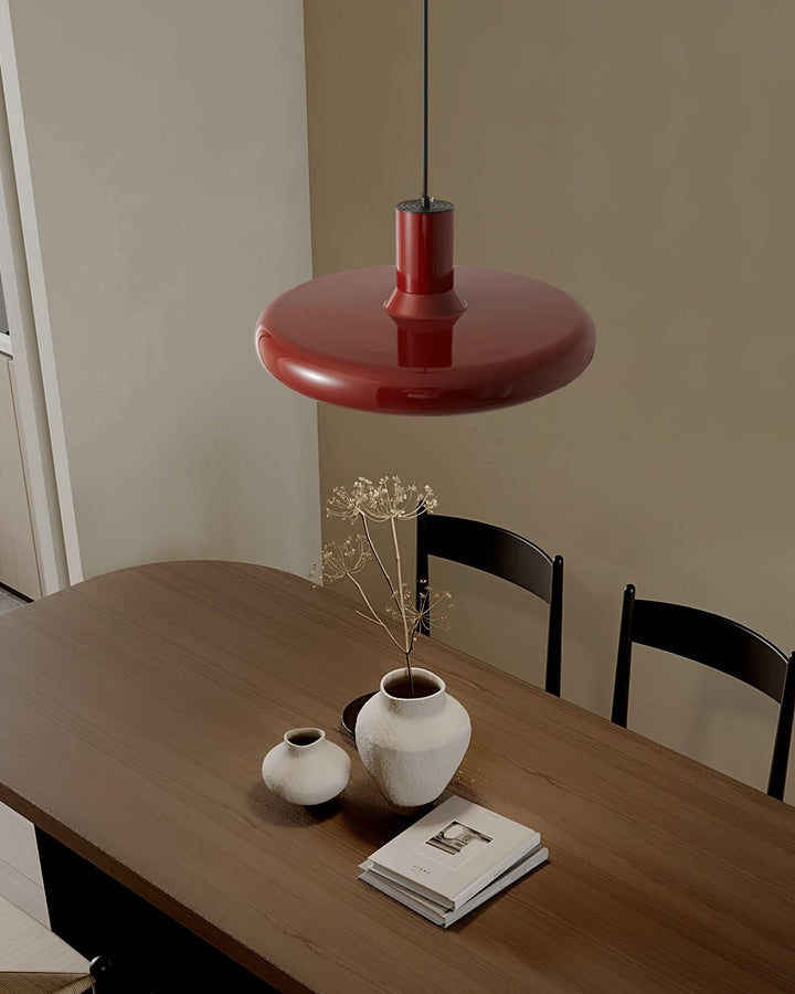 Frisbee Lampe Pendante Aluminium Rouge Industriel - Neutralighting