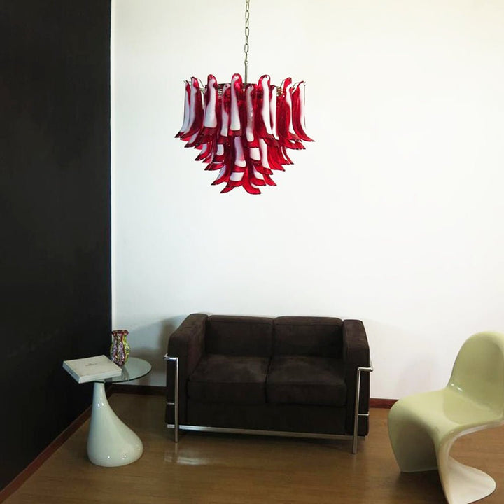Aurora Chandelier Pétales en Verre de Murano Rouge - Neutralighting