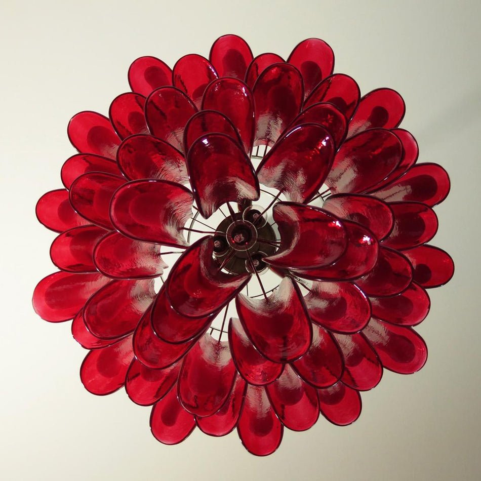 Aurora Chandelier Pétales en Verre de Murano Rouge - Neutralighting