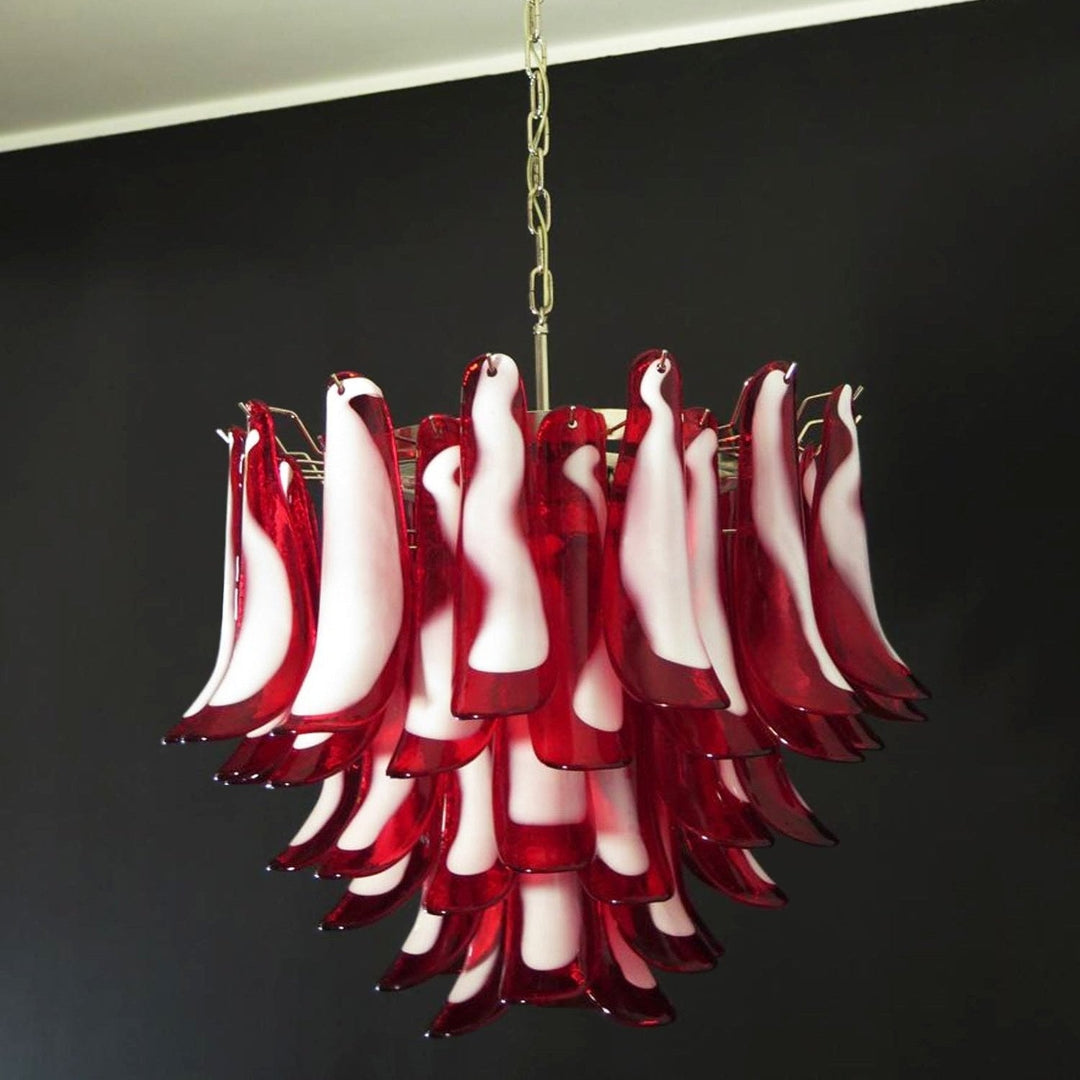 Aurora Chandelier Pétales en Verre de Murano Rouge - Neutralighting