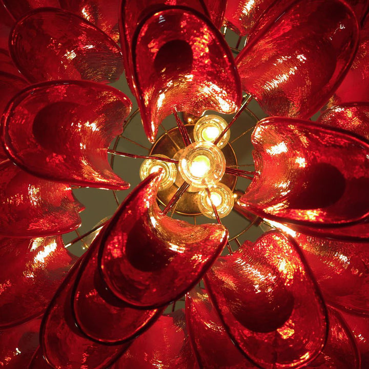 Aurora Chandelier Pétales en Verre de Murano Rouge - Neutralighting