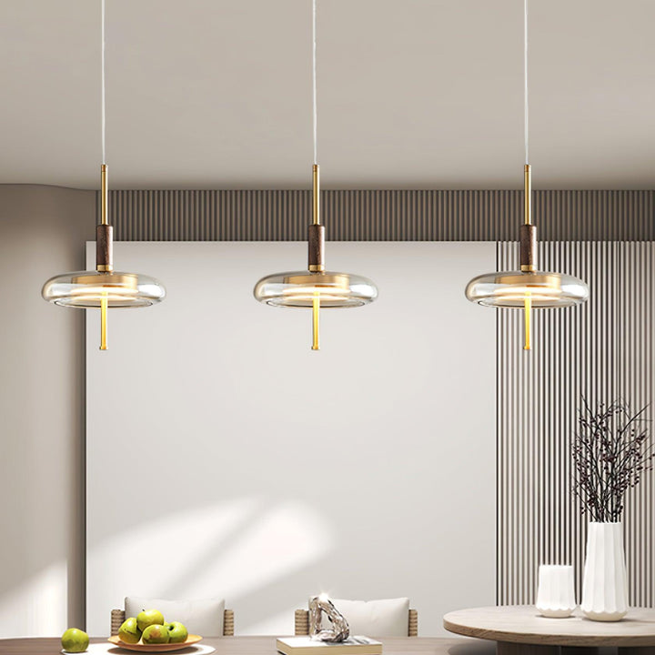 Redondo Suspension en Verre LED Halo à Disque - Neutralighting