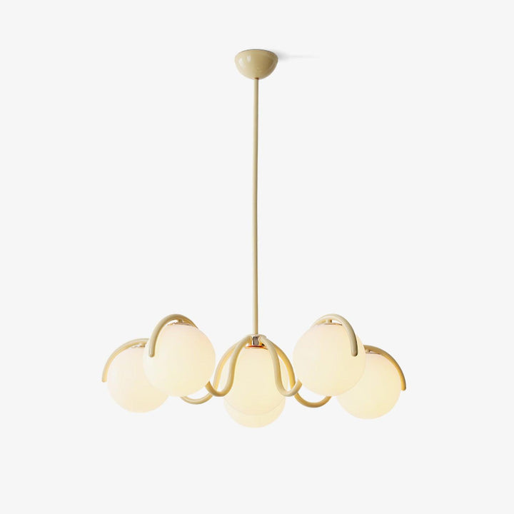 Lustra Chandelier en Verre Blanc avec Globes et Cadre Courbé - Neutralighting