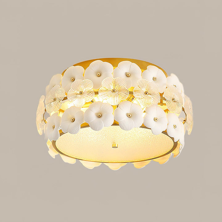 Plafonnier Art Fleurs Verre Céramique - Neutralighting