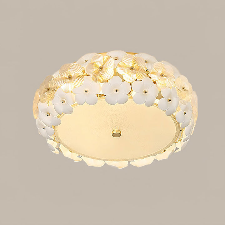 Plafonnier Art Fleurs Verre Céramique - Neutralighting