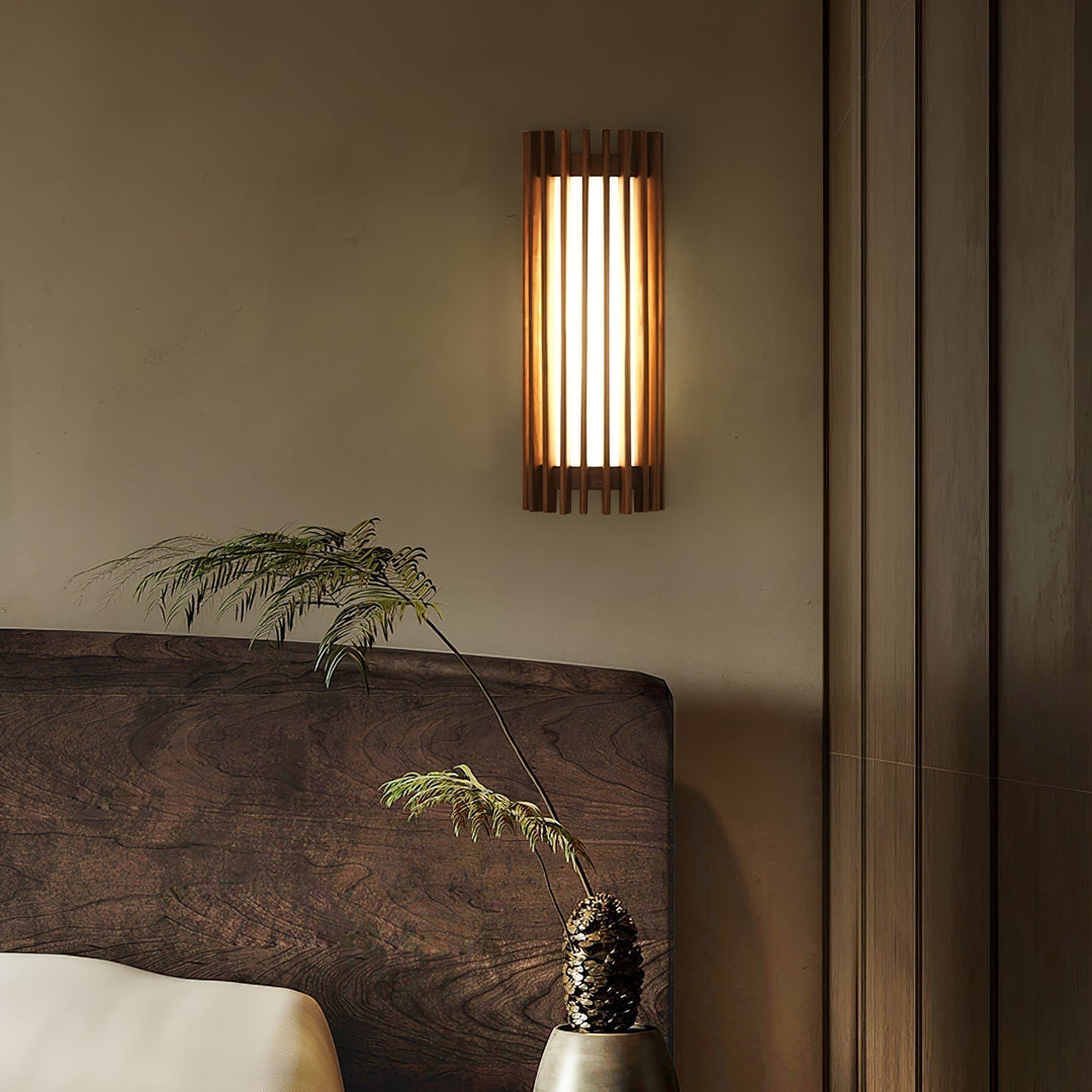 Veyno Lampe murale à lattes en bois - Neutralighting