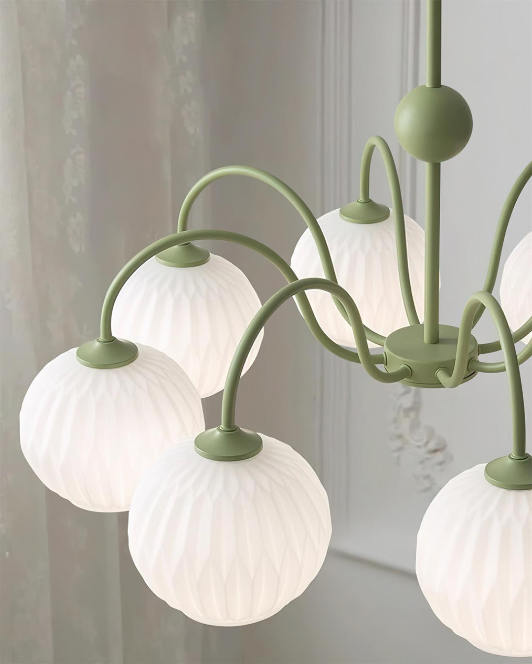 Lustra Chandelier Moderne à 8 Lumières en Verre Ridé Vert - Neutralighting