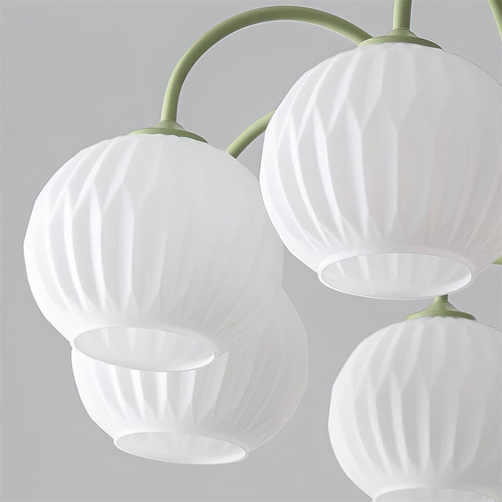 Lustra Chandelier Moderne à 8 Lumières en Verre Ridé Vert - Neutralighting