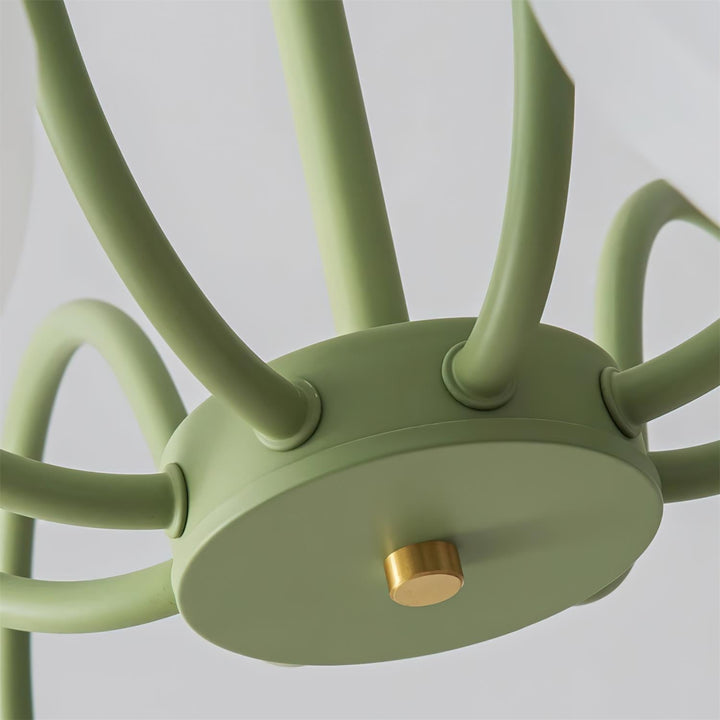 Lustra Chandelier Moderne à 8 Lumières en Verre Ridé Vert - Neutralighting
