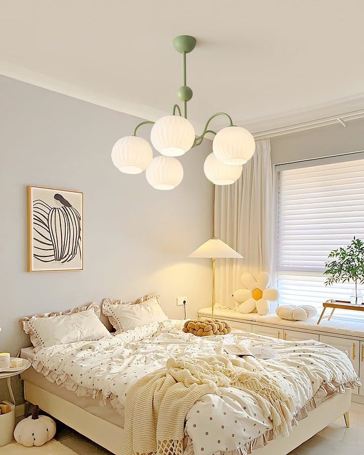 Lustra Chandelier Moderne à 8 Lumières en Verre Ridé Vert - Neutralighting