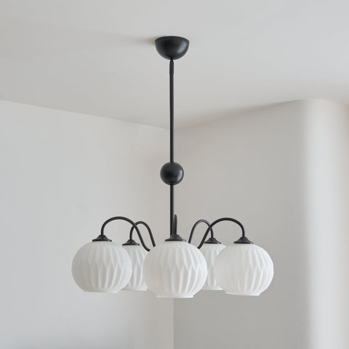 Lustra Chandelier Moderne à 8 Lumières en Verre Ridé Vert - Neutralighting